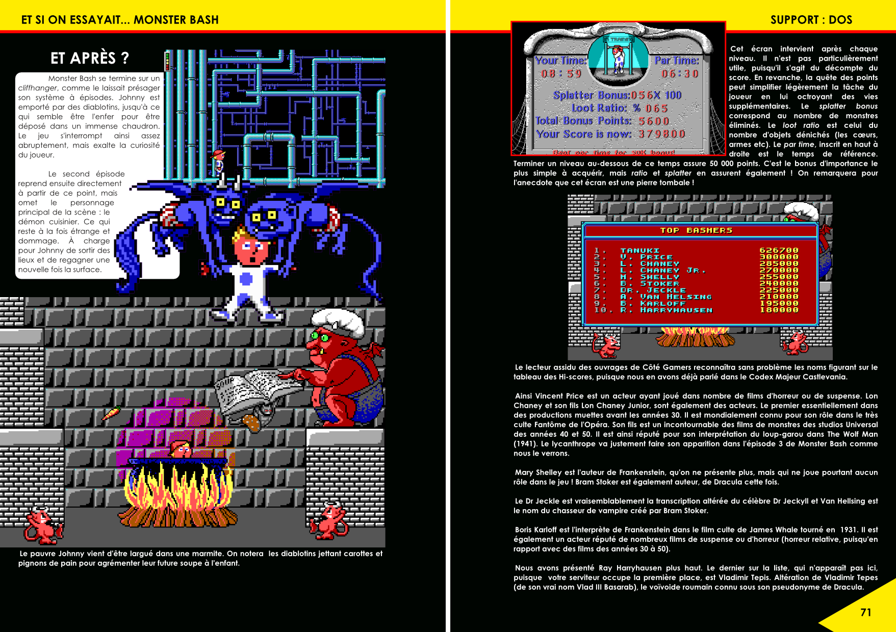 Monster Bash sur DOS  article du magazine Côté Gamers