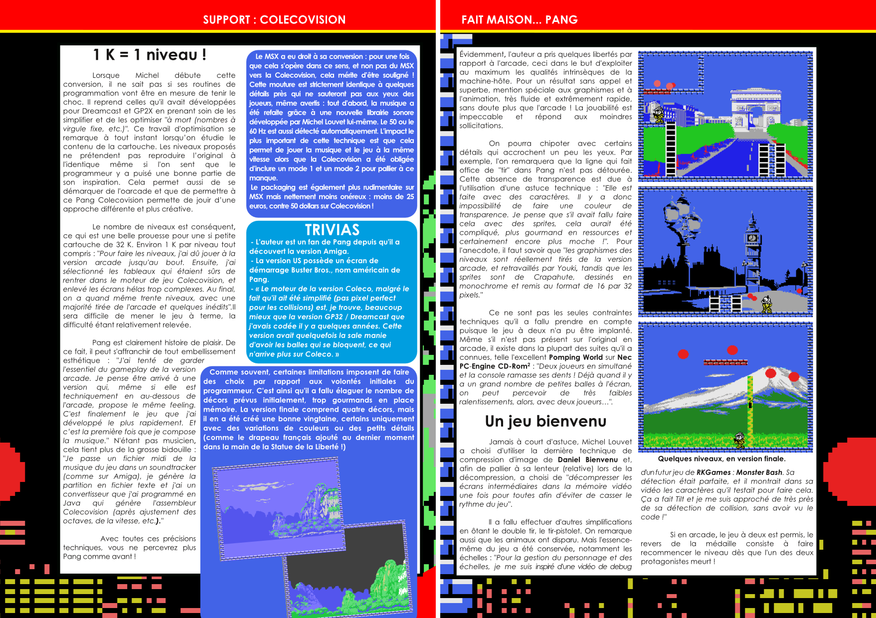 Pang de Capcom Sur ColecoVision, adaptation de Michel Louvet article du magazine Côté Gamers