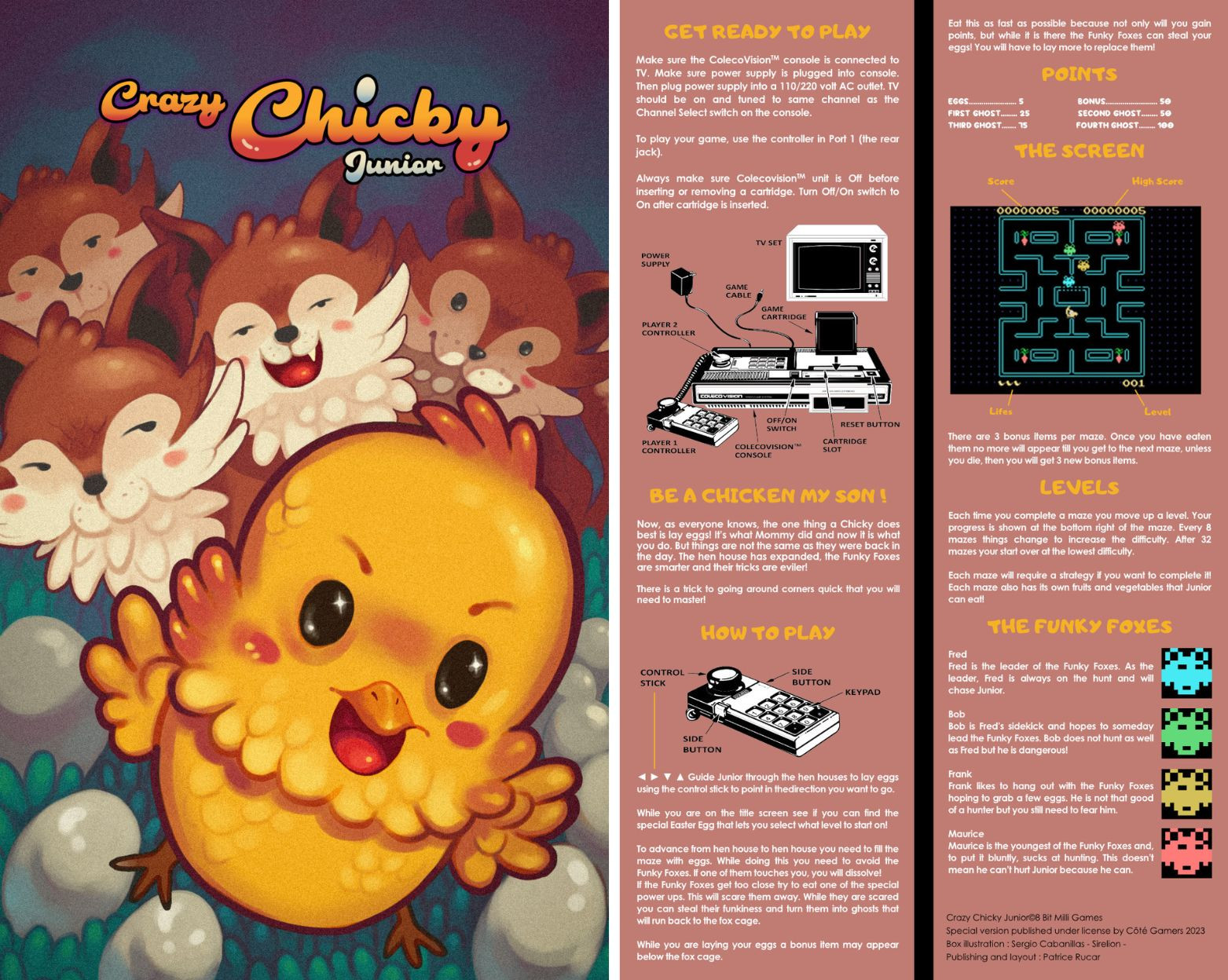 Crazy Chicky Junior ColecoVision poster et notice