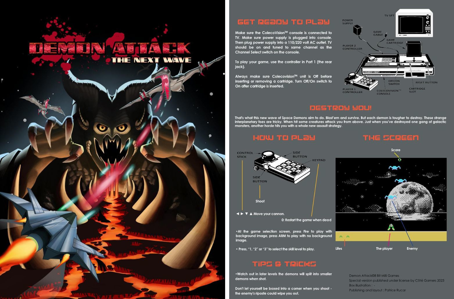 Demon Attack ColecoVision poster y manual de instrucciones