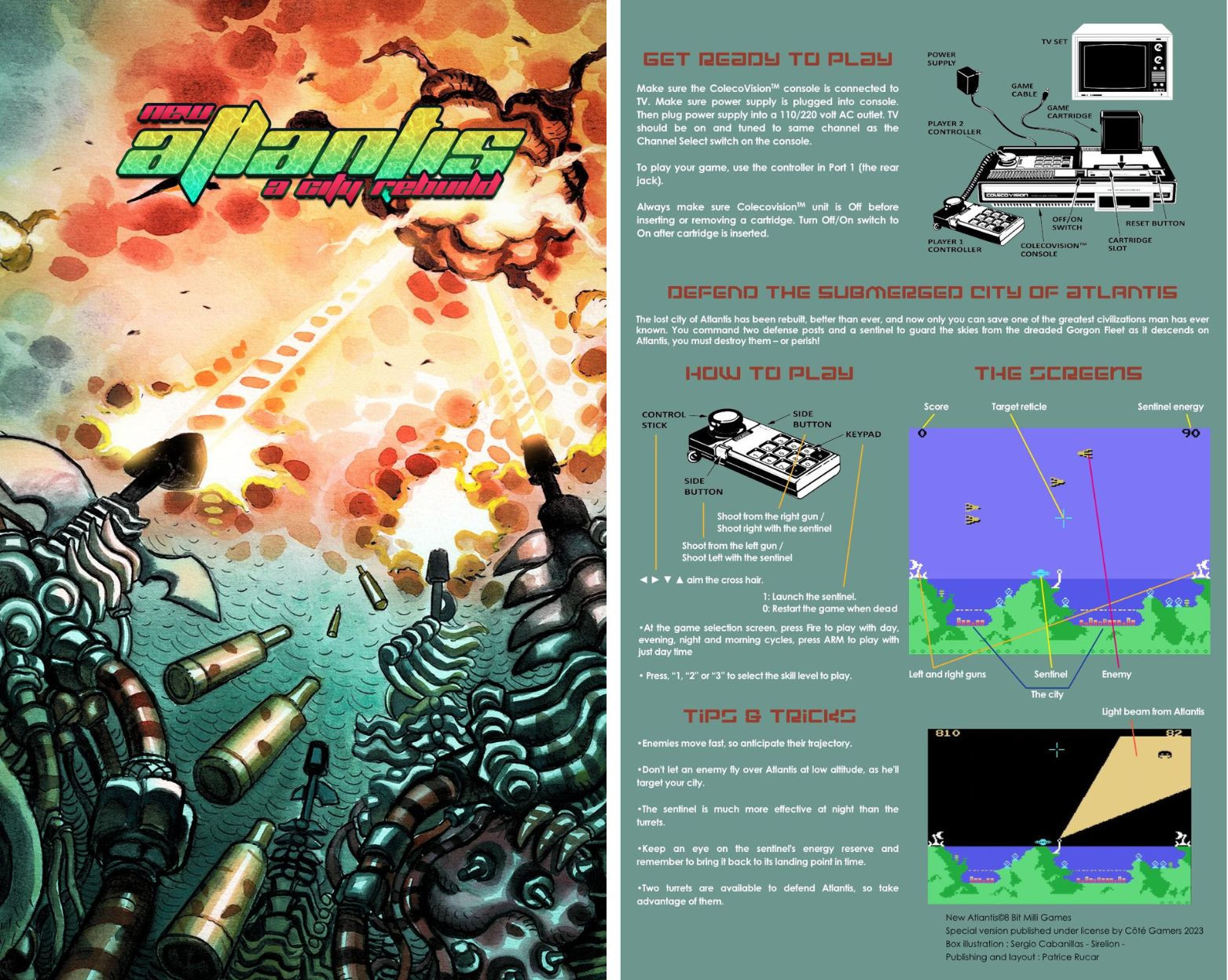 Nex Atlantis ColecoVision poster and instructions manual