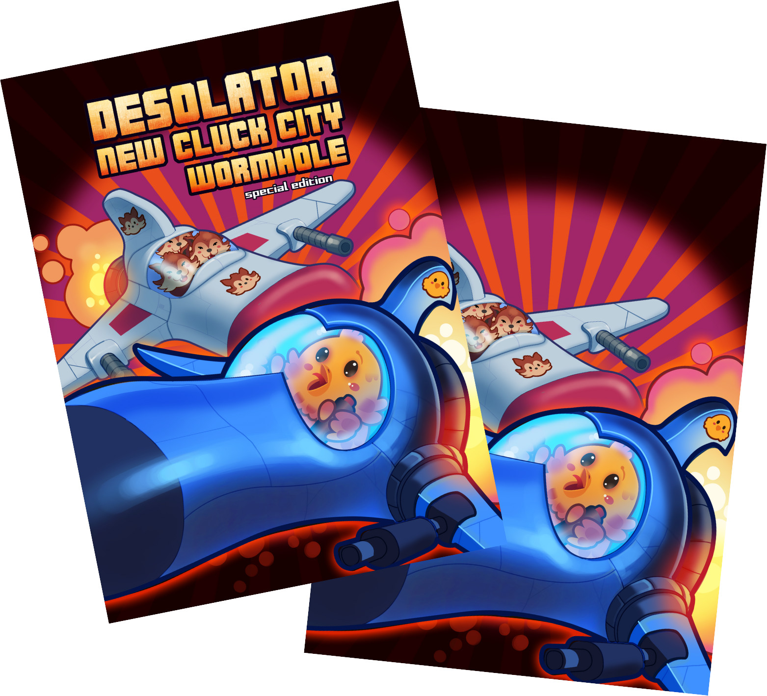 Desolator Wormhole Crazy Chicky JR New Cluck City ColecoVision paster illustration artwork