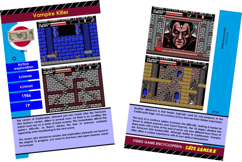 MSX Vampire Killer Encyclopedia sheet