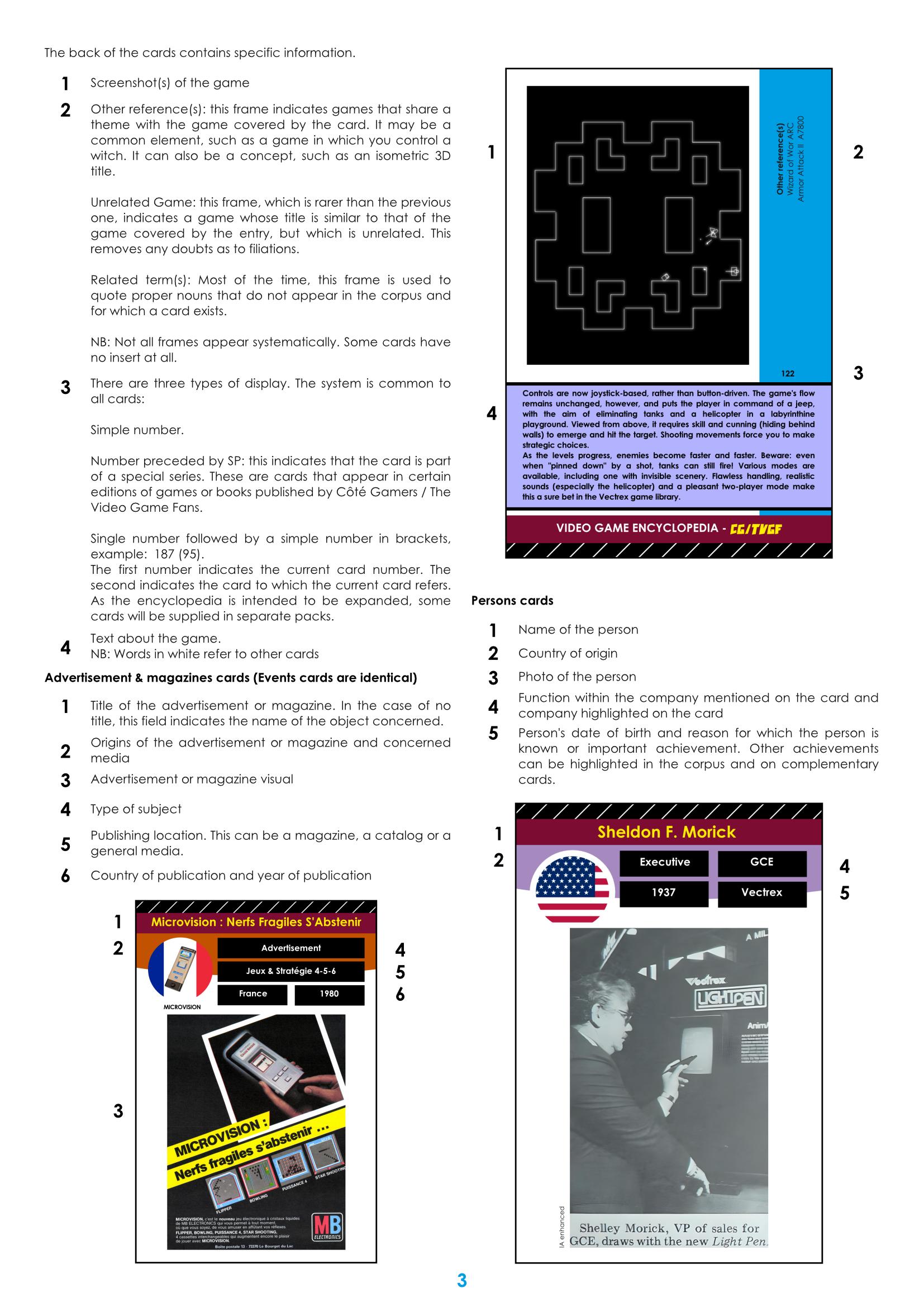 The video game encyclopedia encyclopaedic video game cards instruction sheet page 2