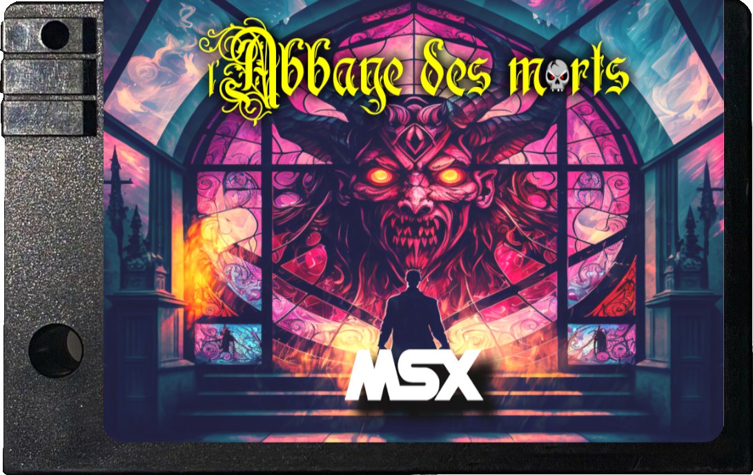 L'abbaye des morts MSX cartouche et sticker