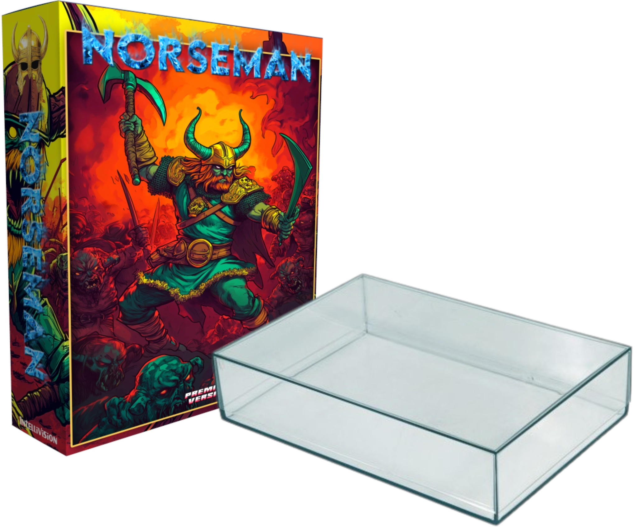 Norseman Intellivision premium cardboard box with transparent plastic case