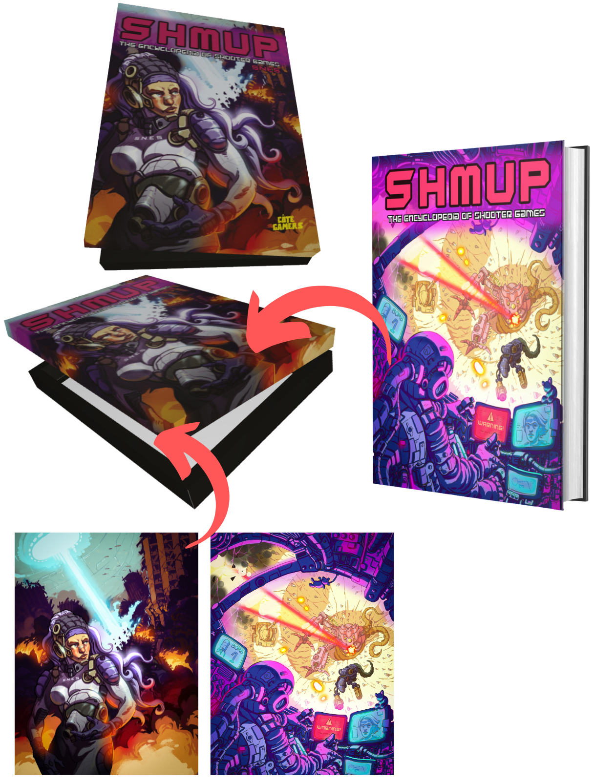 Shmup Deluxe Box content, illustrations
