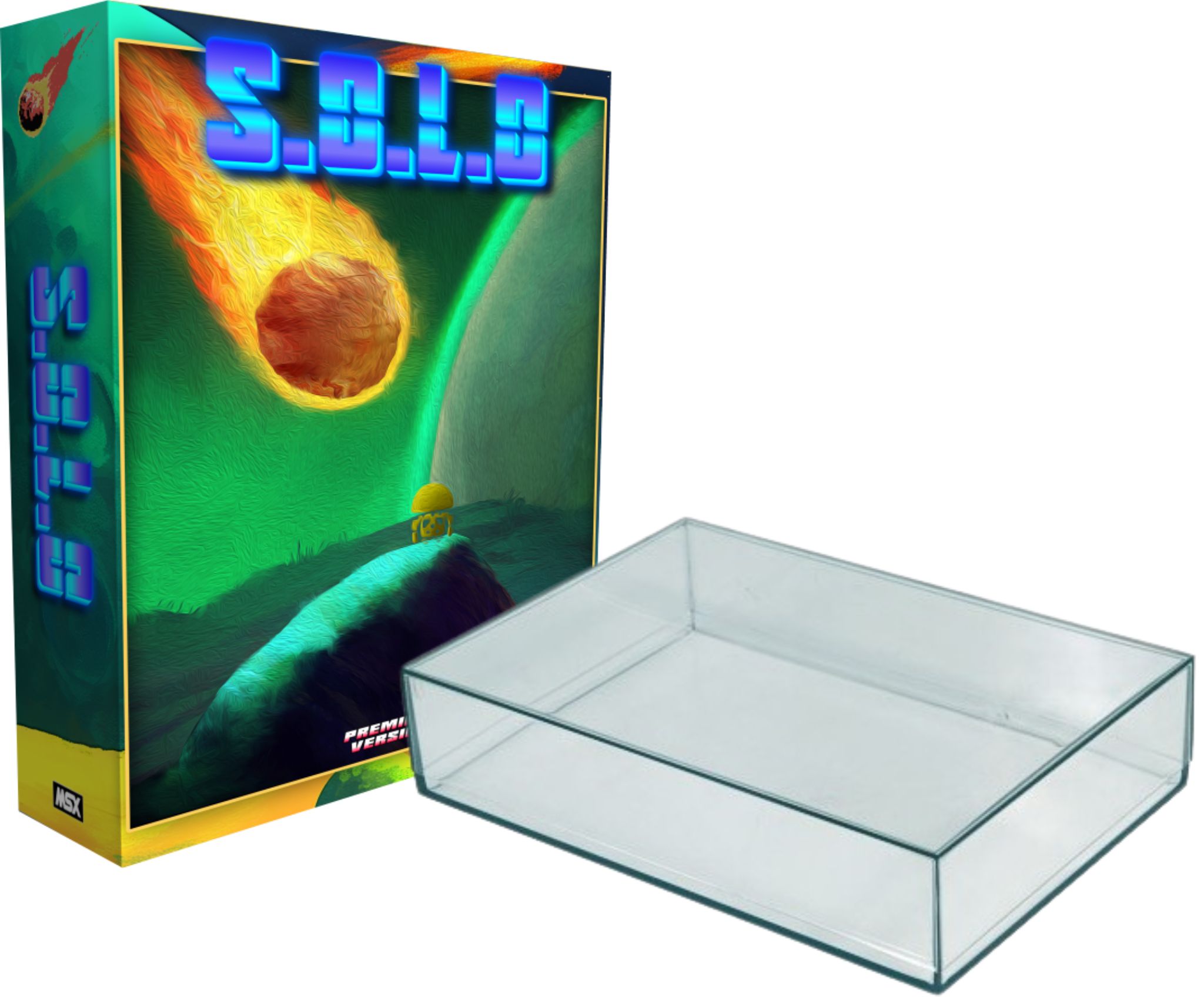 Solo MSX premium cardboard box with transparent plastic box