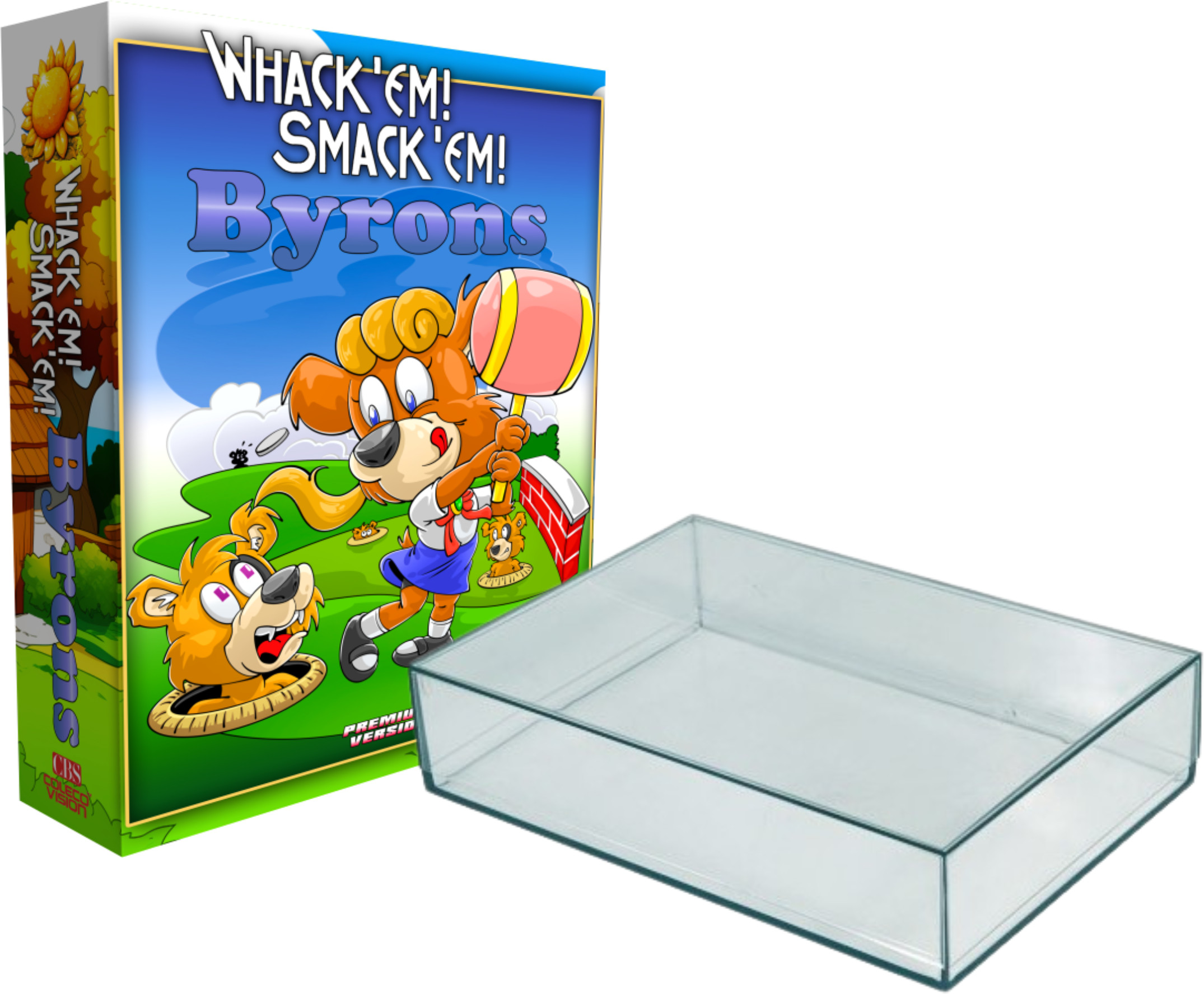 Whack'em Smack'em Byrons Colecovision premium cardboard box with transparent plastic box